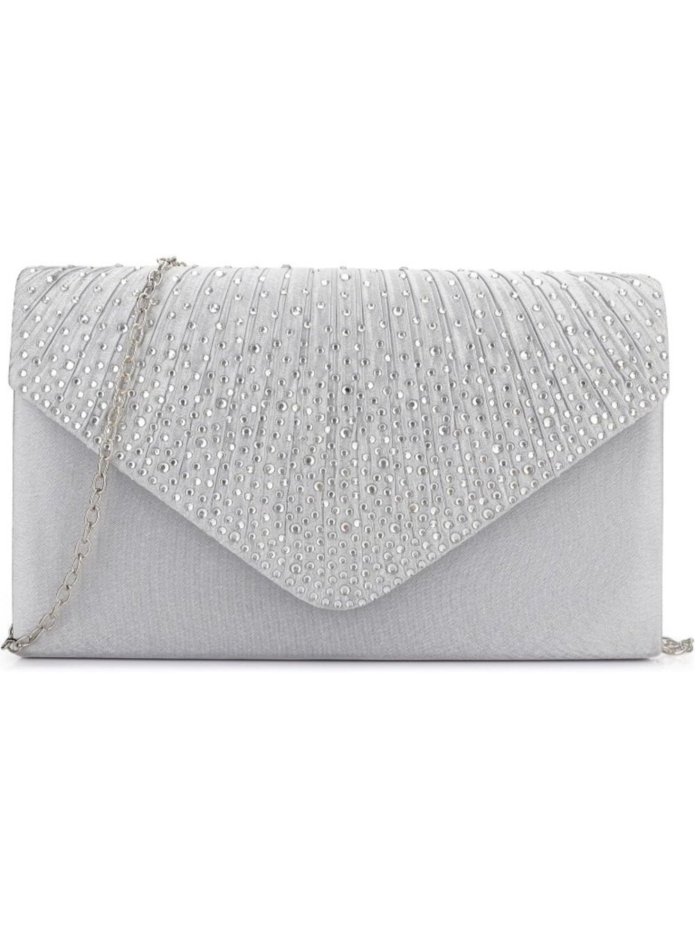 Women's Silver 2 Rhinestone Clutch Purse For Evening Bag Wedding Handbags